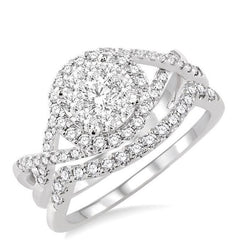 Parkplace Jewelers Round Shape Halo Lovebright Diamond Wedding Set 19882PPFVWG-WS