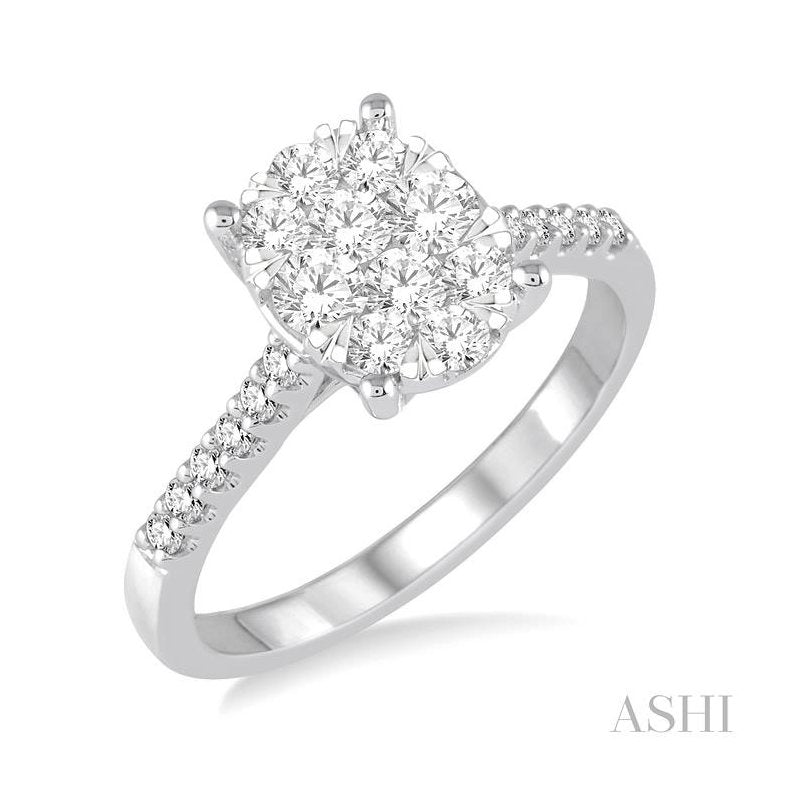 ASHI Oval Shape Lovebright Diamond Engagement Ring 149C2PPFGWG