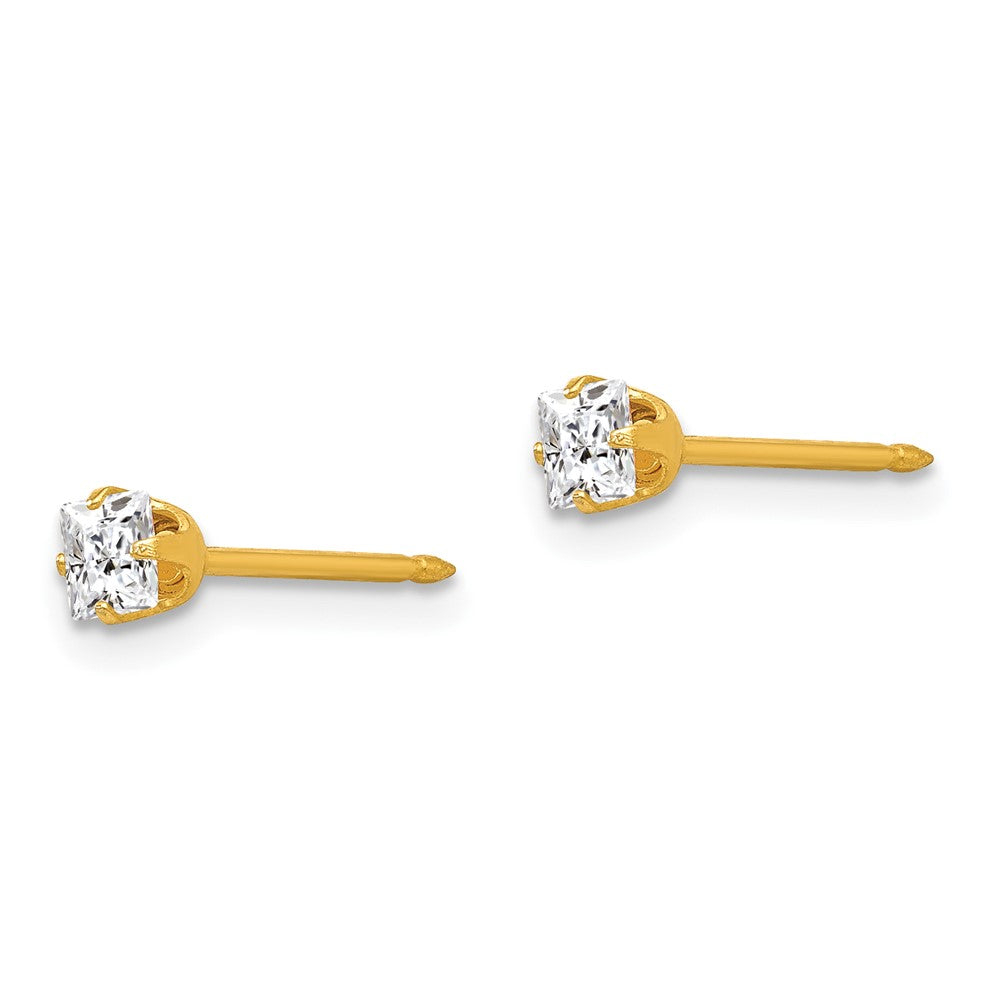 73E Inverness 14k 3mm Square CZ Post Earrings
