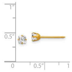 73E Inverness 14k 3mm Square CZ Post Earrings