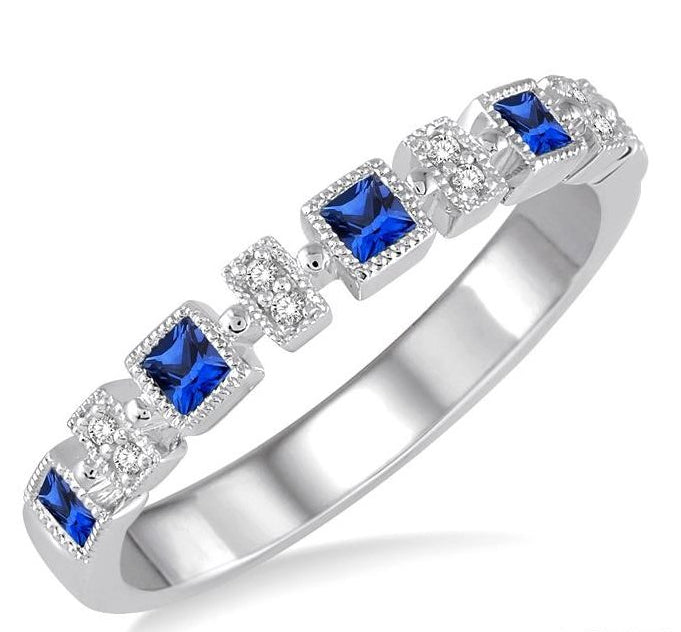 Parkplace Jewelers Princess Shape Gemstone & Diamond Band 46379PPFVSPWG