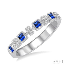ASHI Princess Shape Gemstone & Diamond Band 46379PPFVSPWG