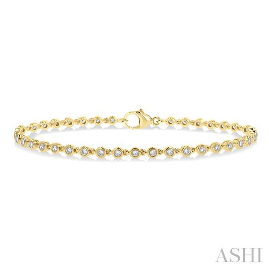 ASHI Bezel Set Diamond Tennis Bracelet 74571PPFGYG