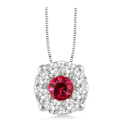 Parkplace Jewelers Round Shape Lovebright Gemstone & Diamond Pendant 58475PPFVPDRBWG