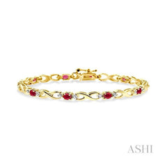 ASHI Oval Shape Gemstone & Diamond Bracelet 76040PPTSRB