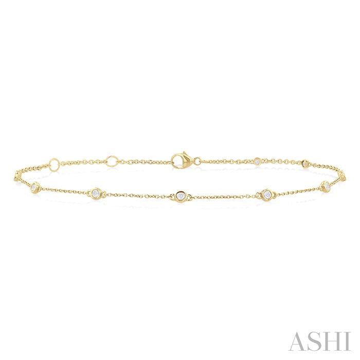 ASHI Bezel Set Diamond Station Chain Anklet 750AQPPTGAKYG