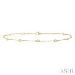ASHI Bezel Set Diamond Station Chain Anklet 750AQPPTGAKYG