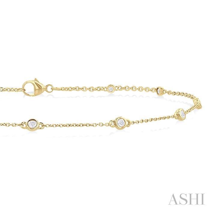 ASHI Bezel Set Diamond Station Chain Anklet 750AQPPTGAKYG