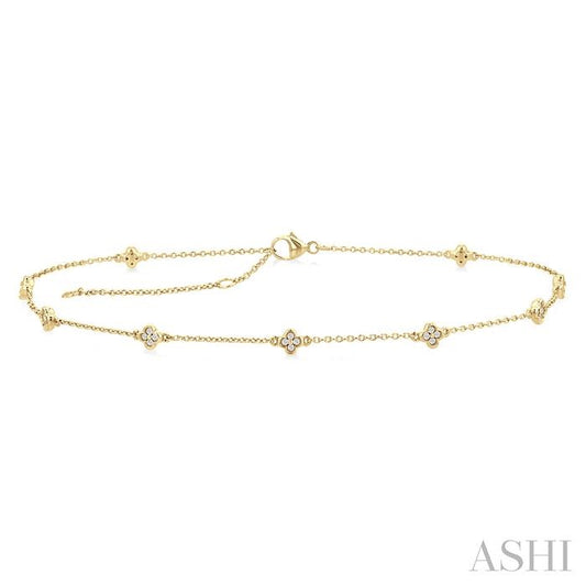 ASHI Clover Diamond Station Chain Anklet 751A0PPTSAKYG