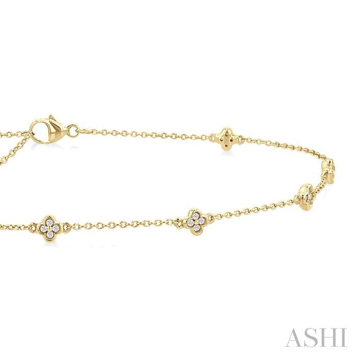 ASHI Clover Diamond Station Chain Anklet 751A0PPTSAKYG