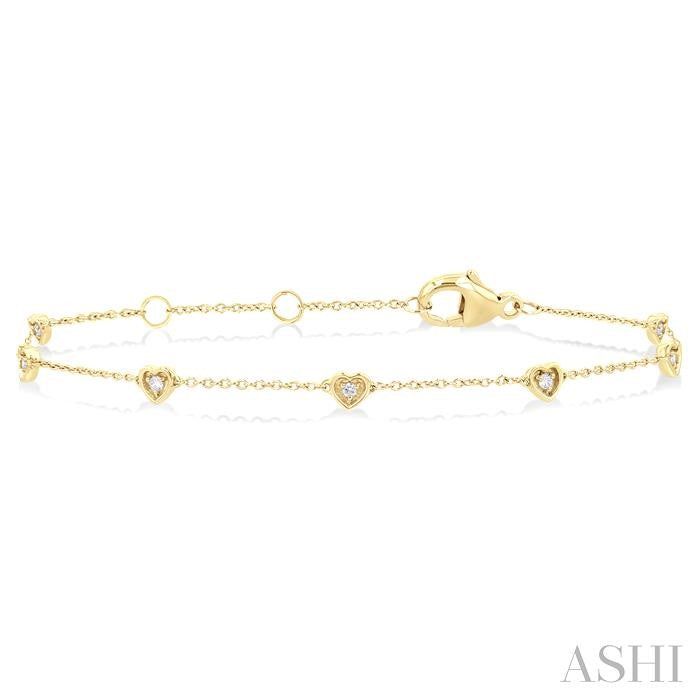 ASHI Heart Shape Bezel Set Petite Diamond Station Chain Bracelet 755A0PPTGYG