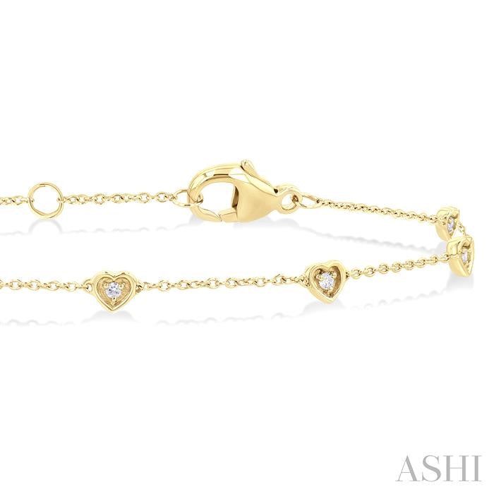 ASHI Heart Shape Bezel Set Petite Diamond Station Chain Bracelet 755A0PPTGYG