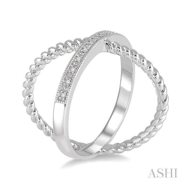 ASHI Silver Criss Cross Diamond Fashion Ring 86369PPSSSLRG