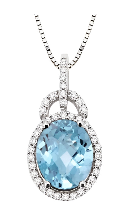 Parkplace Jewelers Oval Shape Gemstone & Halo Diamond Pendant 60895PPFNPDAQWG