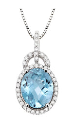 Parkplace Jewelers Oval Shape Gemstone & Halo Diamond Pendant 60895PPFNPDAQWG