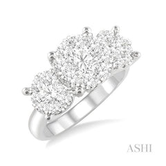 ASHI Round Shape Past Present & Future Lovebright Essential Diamond Engagement Ring 36920PPFGWG-2.00