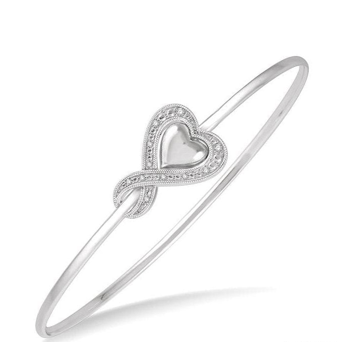 Parkplace Jewelers Silver Heart Shape Diamond Flexi Fashion Bangle 85819PPSSSLBG