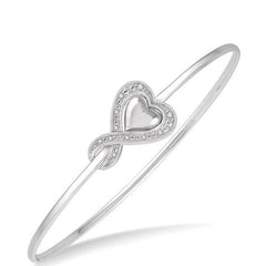 Parkplace Jewelers Silver Heart Shape Diamond Flexi Fashion Bangle 85819PPSSSLBG