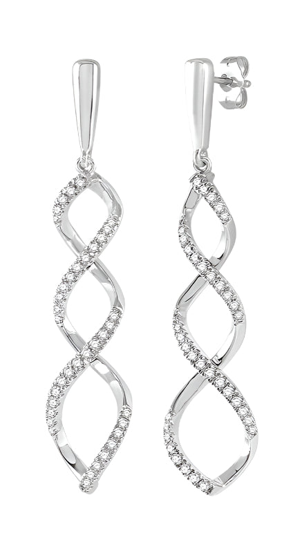Parkplace Jewelers Swirl Diamond Fashion Long Earrings 680D5PPFHERWG