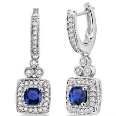 Parkplace Jewelers Cushion Shape Gemstone & Halo Diamond Earrings 58355PPFNERSPWG