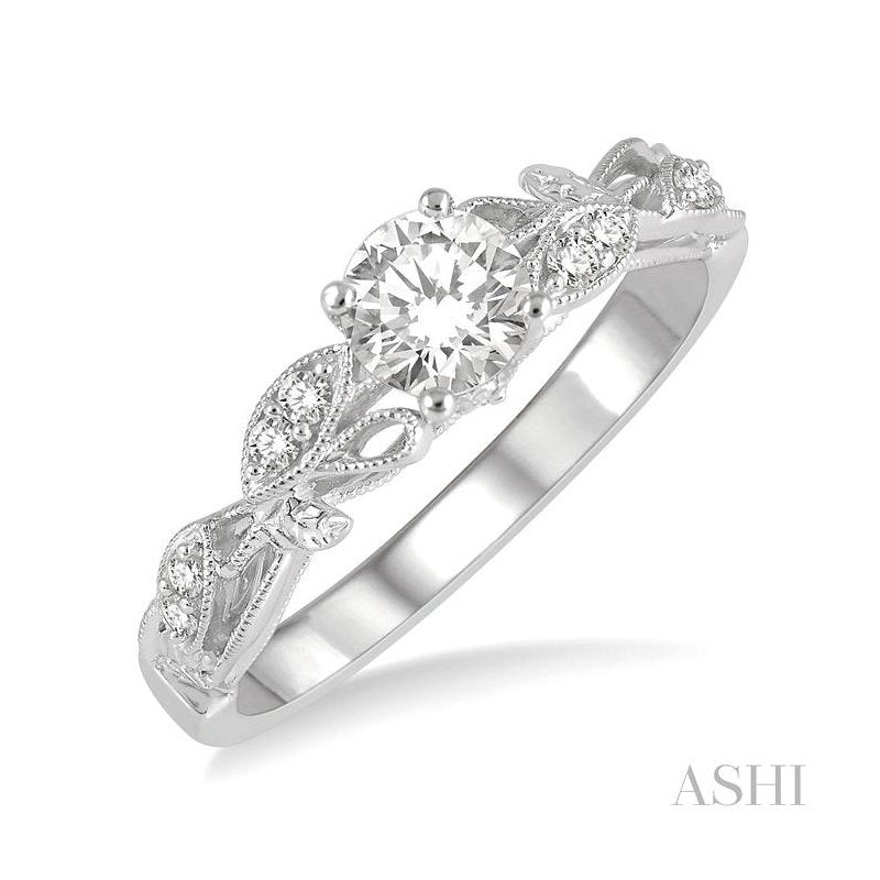 ASHI Round Shape Semi-Mount Diamond Engagement Ring 208J8PPFHWG-SM