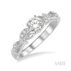 ASHI Round Shape Semi-Mount Diamond Engagement Ring 208J8PPFHWG-SM