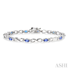 ASHI Oval Shape Gemstone & Diamond Bracelet 76040PPTSTZW