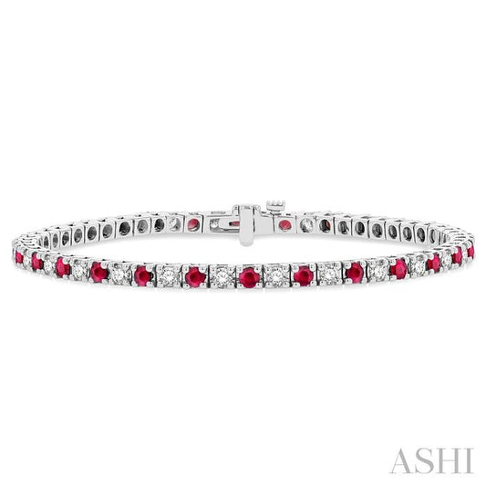ASHI Alternate Gemstone & Diamond Tennis Bracelet 76191PPFGRBWG-1.50