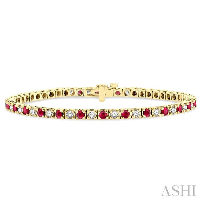 ASHI Alternate Gemstone & Diamond Tennis Bracelet 76191PPFGRBYG-1.50