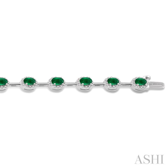 ASHI Oval Shape Gemstone & Halo Diamond Bracelet 7628VPPFSEMWG