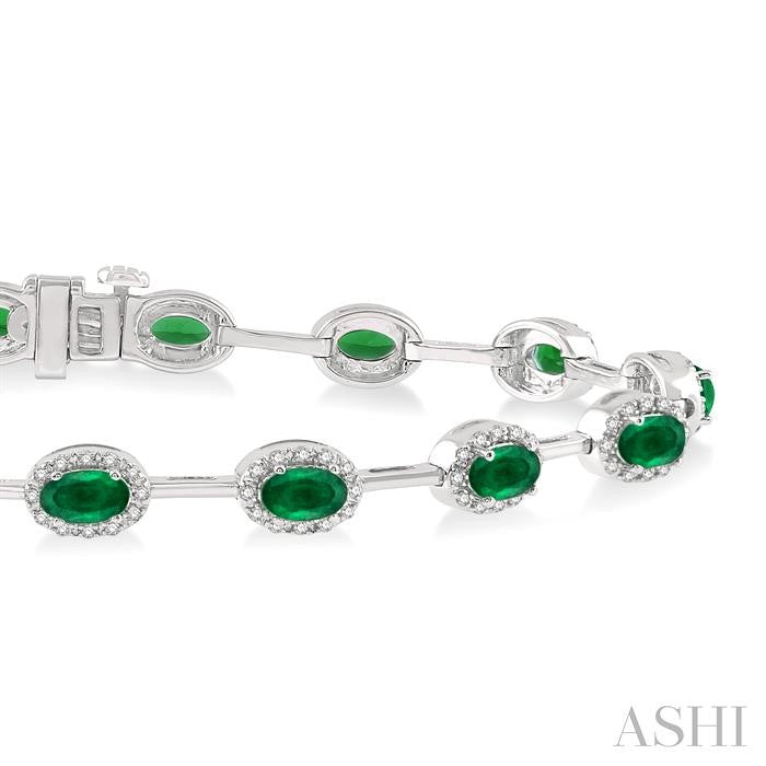 ASHI Oval Shape Gemstone & Halo Diamond Bracelet 7628VPPFSEMWG