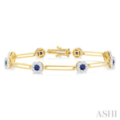 ASHI Round Shape Paperclip Lovebright Gemstone & Diamond Bracelet 76351PPFGSPYW