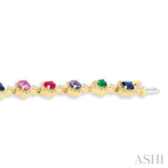 ASHI Mixed Shape Halo Gemstone & Diamond Bracelet 76391PPFGRNBWYG