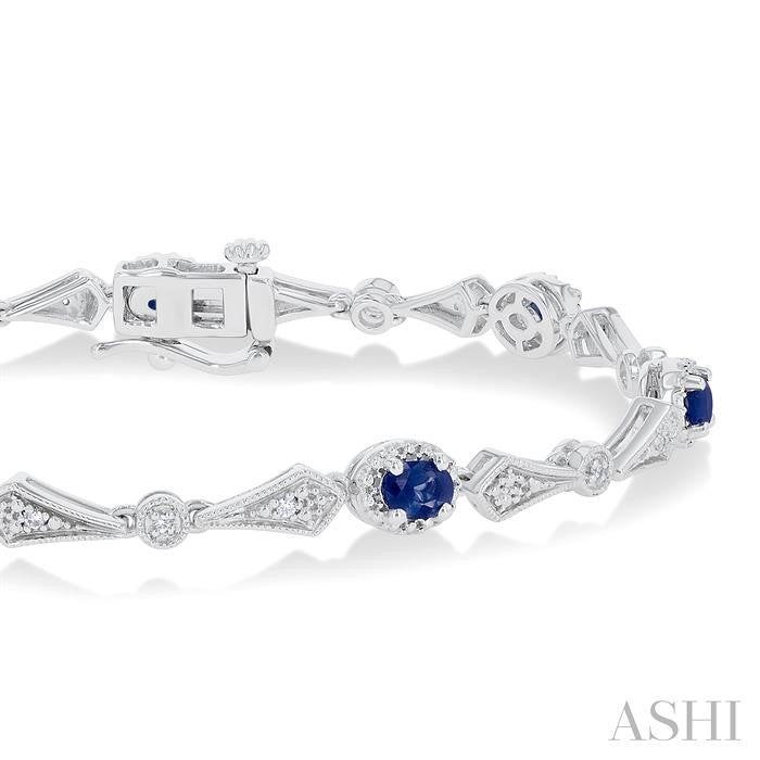 ASHI Oval Shape Gemstone & Diamond Bracelet 76430PPTSSPWG