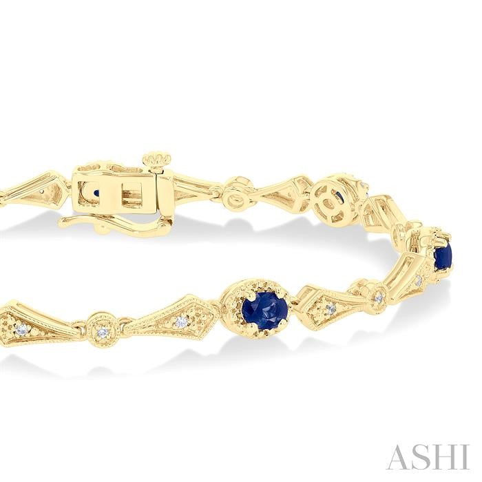 ASHI Oval Shape Gemstone & Diamond Bracelet 76430PPTSSPYG