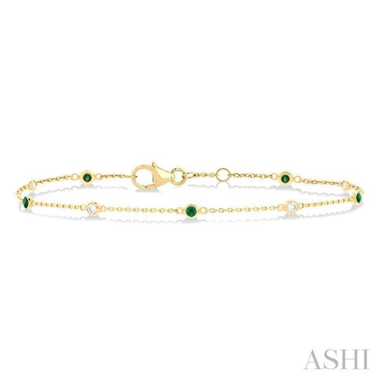 ASHI Alternate Gemstone & Diamond Station Chain Bracelet 76470PPFGEMYG