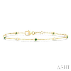 ASHI Alternate Gemstone & Diamond Station Chain Bracelet 76470PPFGEMYG