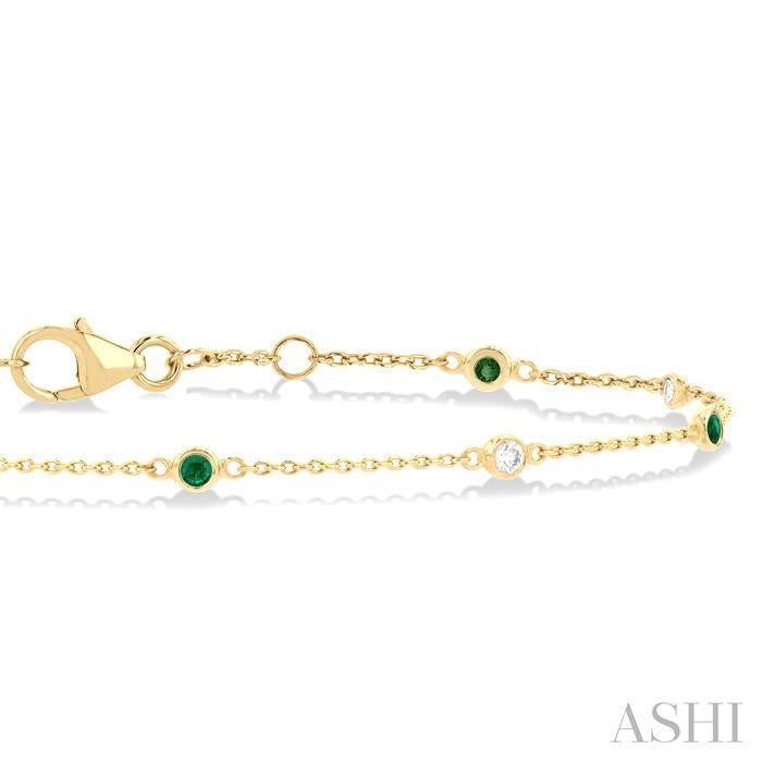 ASHI Alternate Gemstone & Diamond Station Chain Bracelet 76470PPFGEMYG
