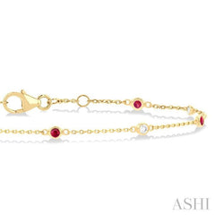 ASHI Alternate Gemstone & Diamond Station Chain Bracelet 76470PPFGRBYG