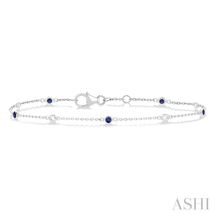 ASHI Alternate Gemstone & Diamond Station Chain Bracelet 76470PPFGSPWG