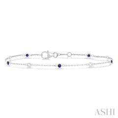 ASHI Alternate Gemstone & Diamond Station Chain Bracelet 76470PPFGSPWG
