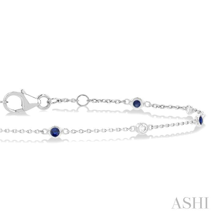 ASHI Alternate Gemstone & Diamond Station Chain Bracelet 76470PPFGSPWG