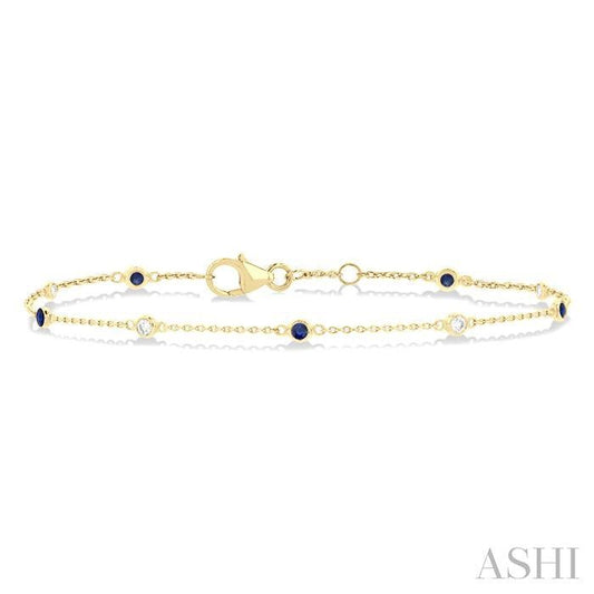 ASHI Alternate Gemstone & Diamond Station Chain Bracelet 76470PPFGSPYG