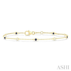 ASHI Alternate Gemstone & Diamond Station Chain Bracelet 76470PPFGSPYG