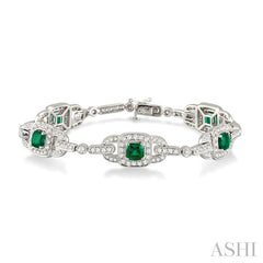 ASHI Cushion Shape Gemstone & Halo Diamond Bracelet 76842PPFREMWG