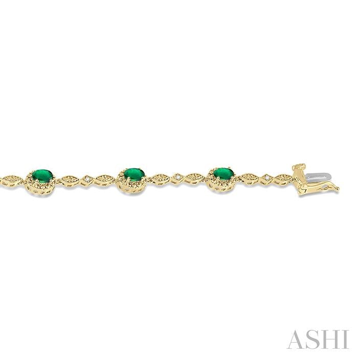 ASHI Oval Shape Gemstone & Halo Diamond Bracelet 76859PPTSEMYG
