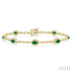 ASHI Oval Shape Gemstone & Halo Diamond Bracelet 76859PPTSEMYG