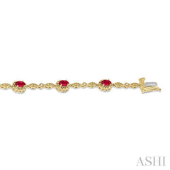 ASHI Oval Shape Gemstone & Halo Diamond Bracelet 76859PPTSRBYG