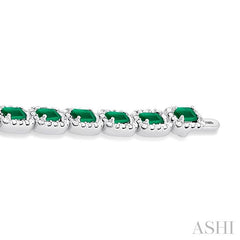 ASHI Emerald Shape Gemstone & Halo Diamond Bracelet 76892PPFGEMWG-2.20