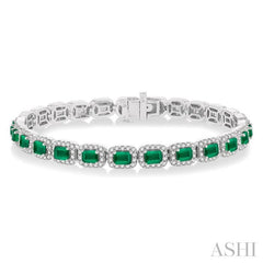 ASHI Emerald Shape Gemstone & Halo Diamond Bracelet 76892PPFGEMWG-2.20
